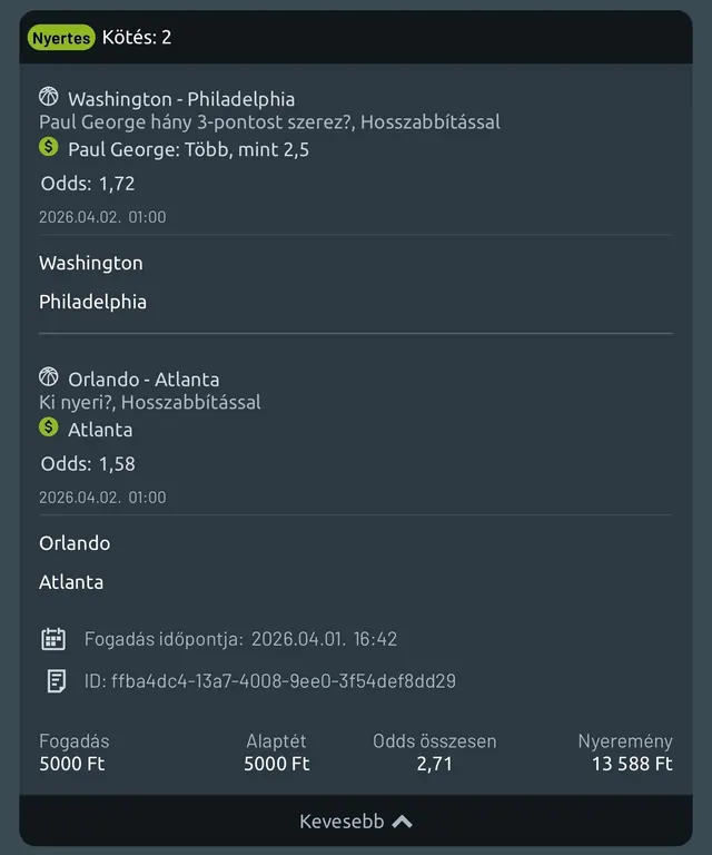 Winning bet slip