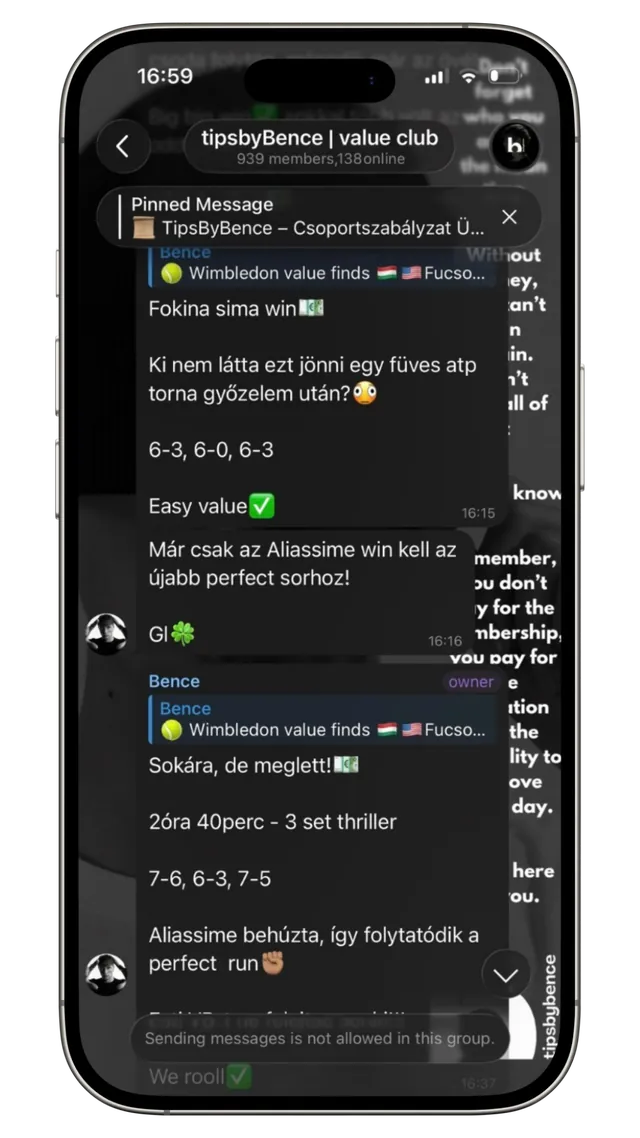 TipsbyBence Telegram channel — live results and analysis